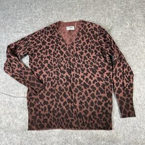 27 Miles Cashmere Alaine Toffee 100% Cashmere Sweater XS Animal Print Pullover